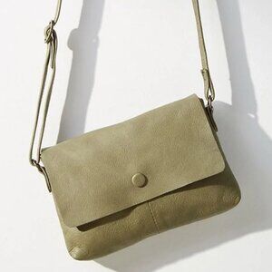 Anthropologie Day & Mood Malou Mini Crossbody Bag Genuine Leather Sage Green